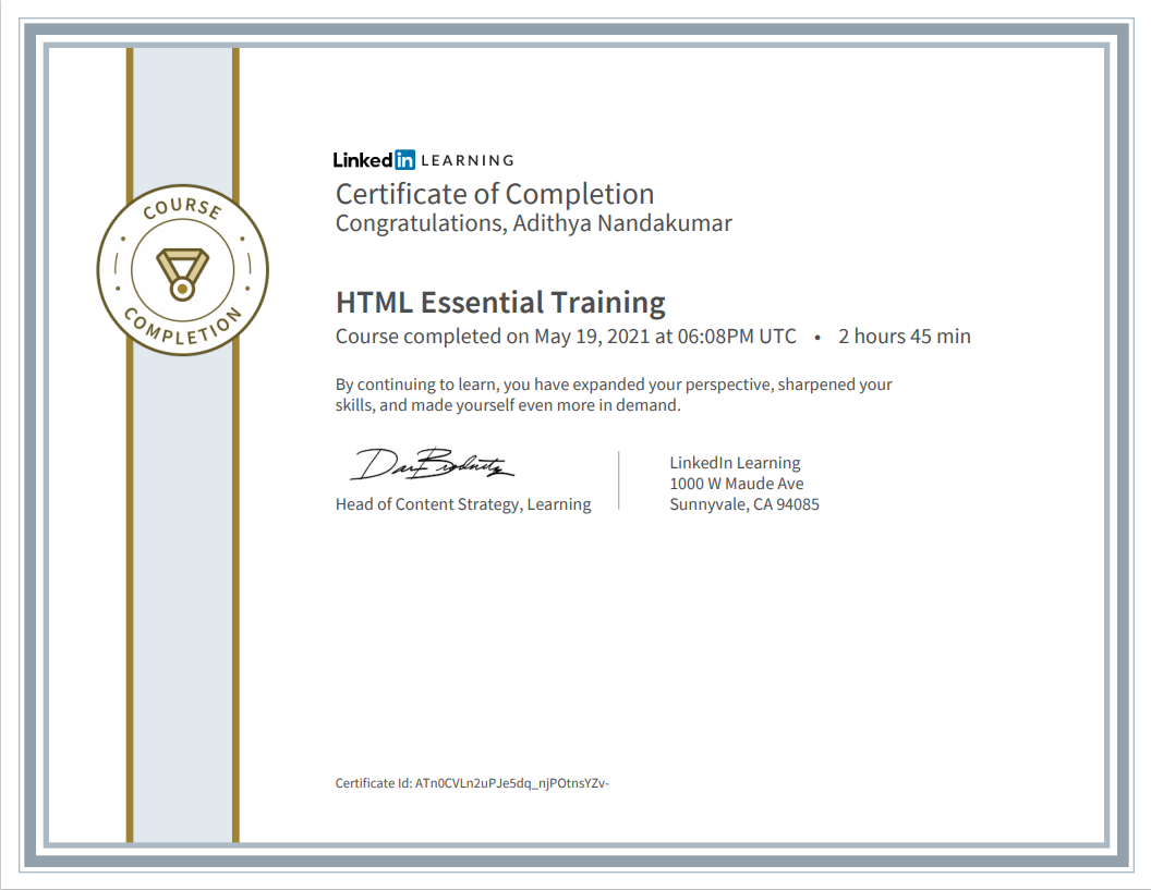 HTML Certificate